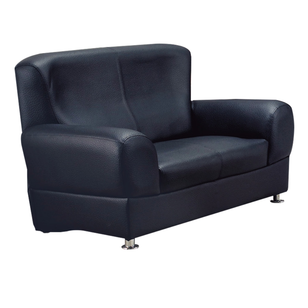 【文創集】卡托 時尚黑透氣皮革二人座沙發椅-153x82x95cm免組