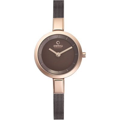 OBAKU 小巧媛式時尚腕錶-V129咖啡金款/26mm