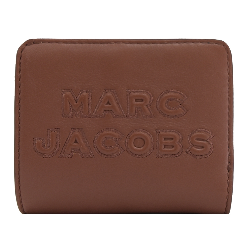 MARC JACOBS 立體LOGO牛皮釦式零錢短夾(咖)