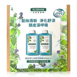 KLORANE 蔻蘿蘭 頭皮淨化涼感洗髮精 400ml 兩入組 效期:2024/06