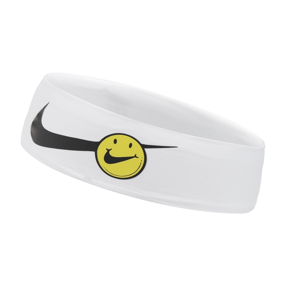 Nike 頭帶 Fury 3 Headband 白 笑臉 吸濕 排汗 防滑 頭巾 運動 矽膠 單入 N100361911-1OS
