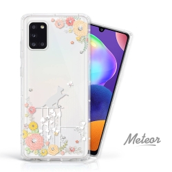 Meteor Samsung Galaxy A31 奧地利水鑽彩繪防摔殼 - 貓咪戀曲
