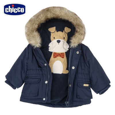 chicco-格蘭熊-造型繡圖裡舖棉連帽長外套