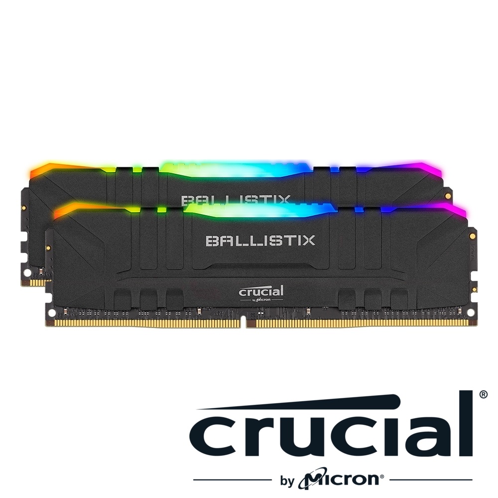 美光 Crucial Ballistix 炫光RGB D4 3600/16G(8G*2) 桌上型記憶體 (黑/雙通道)