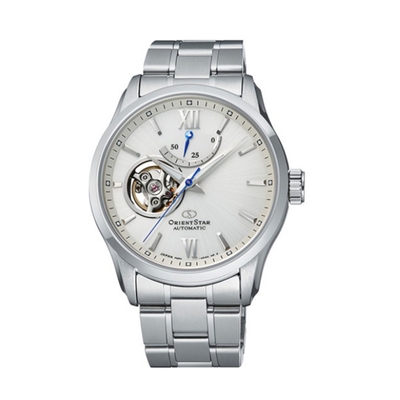 ORIENT 東方錶 官方授權 東方之星 小鏤空機械錶 鋼帶款 白色-39.3mm-(RE-AT0003S)