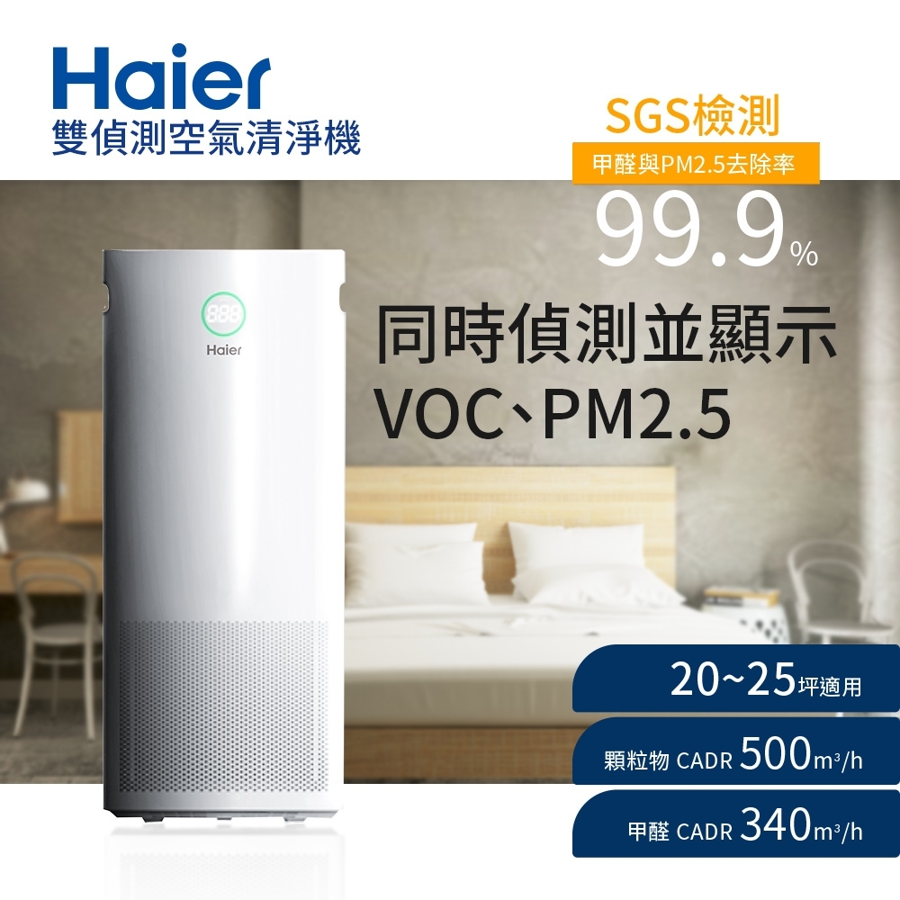 Haier海爾 20-25坪 PM2.5 VOC雙偵測空氣清淨機 AP500