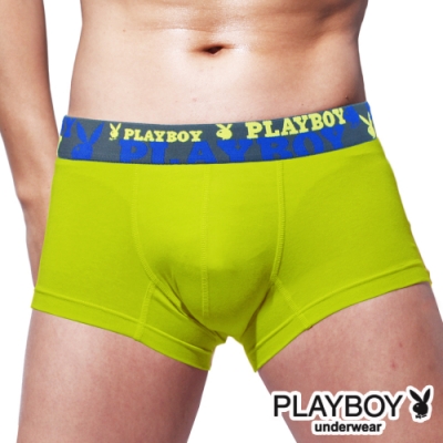 男內褲 PLAYBOY 素色彈力嫘縈沁涼合身四角褲 平口褲-單件(綠)