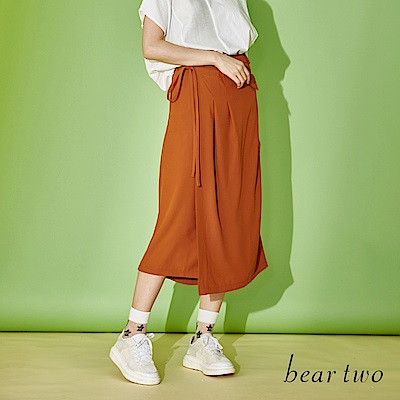 beartwo 簡約質感素面側綁帶褲裙(二色)