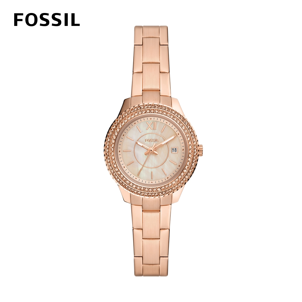 FOSSIL Stella 奢華雙鑽圈女錶 玫瑰金不鏽鋼鍊帶 30MM ES5136