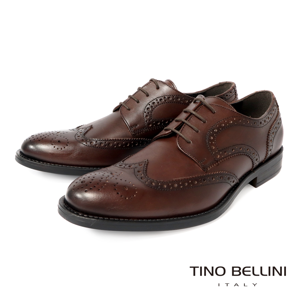 Tino Bellini 男款 歐洲進口翼紋雕花牛津鞋HM3T059-6(咖啡色)