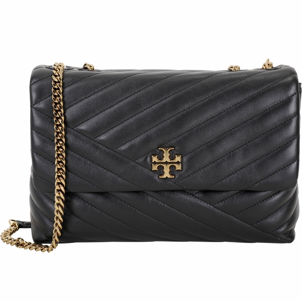 TORY BURCH Kira Chevron 羊皮車縫鍊帶斜背包(黑色) | 斜背包/ 鍊帶包