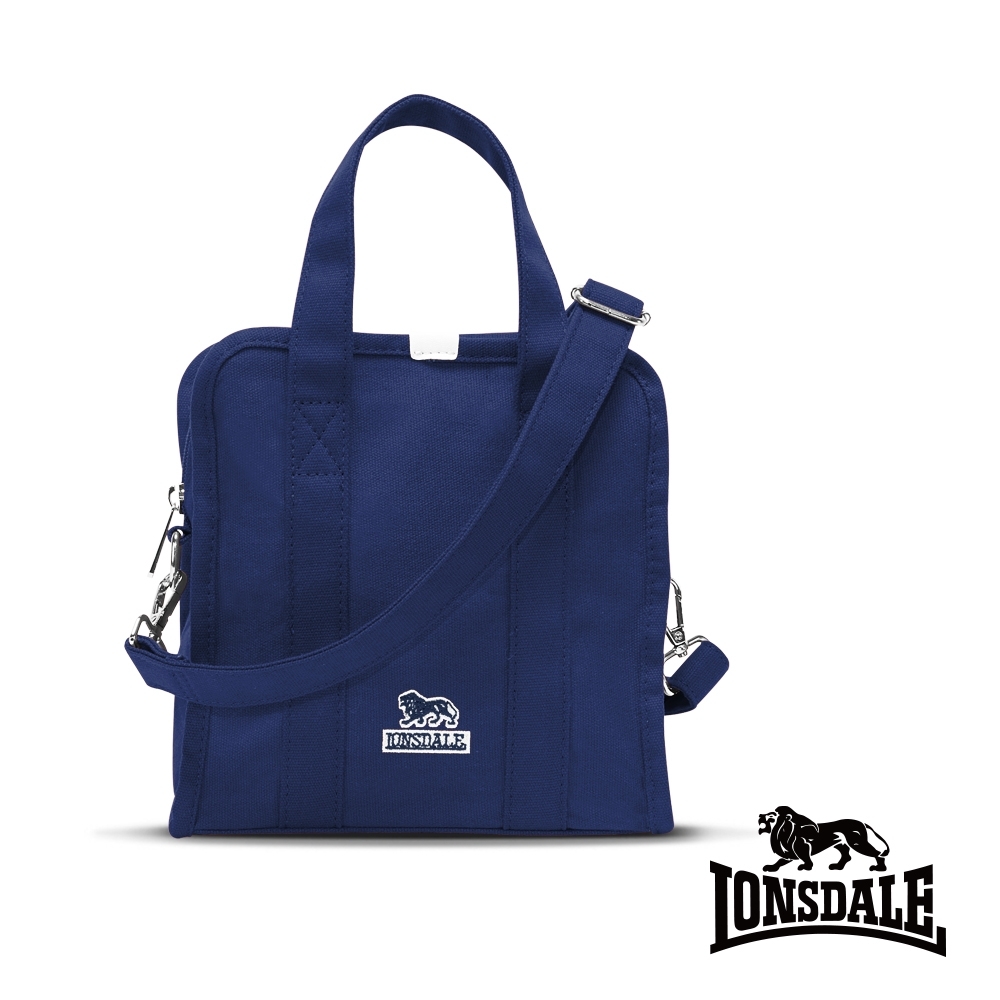 福利品【LONSDALE】英國60周年經典小獅包-帆布斜背小方包-深藍