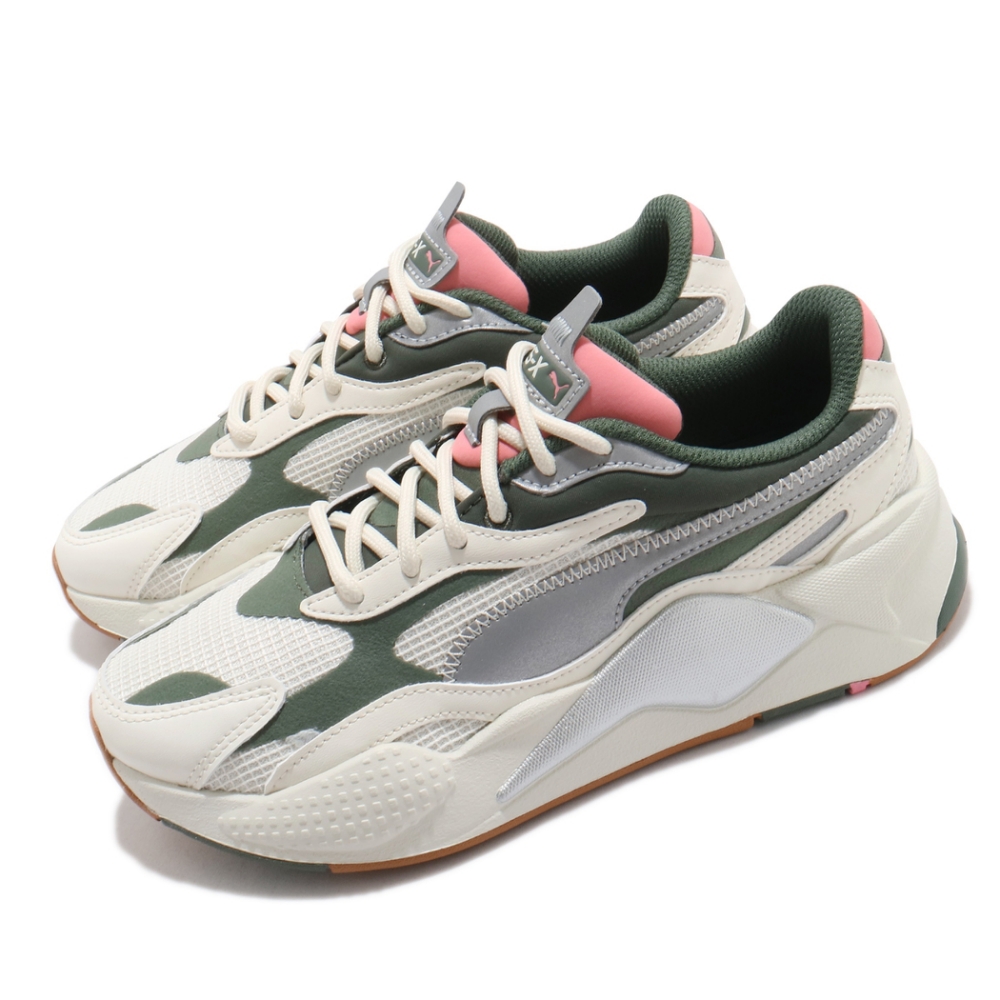 Puma 休閒鞋 RS-X3 Grids 復古 厚底 男女鞋 麂皮 反光 穿搭推薦 球鞋 情侶鞋 白 綠 37413804