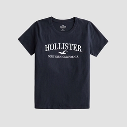 Hollister 海鷗 HCO 熱銷刺繡文字海鷗圖案短袖T恤(女)-深藍色