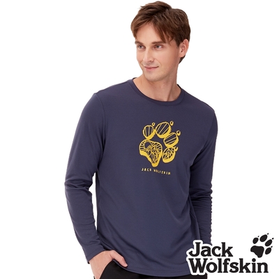Jack wolfskin飛狼 男 竹碳溫控 圓領長袖排汗衣 狼爪T恤『深藍』