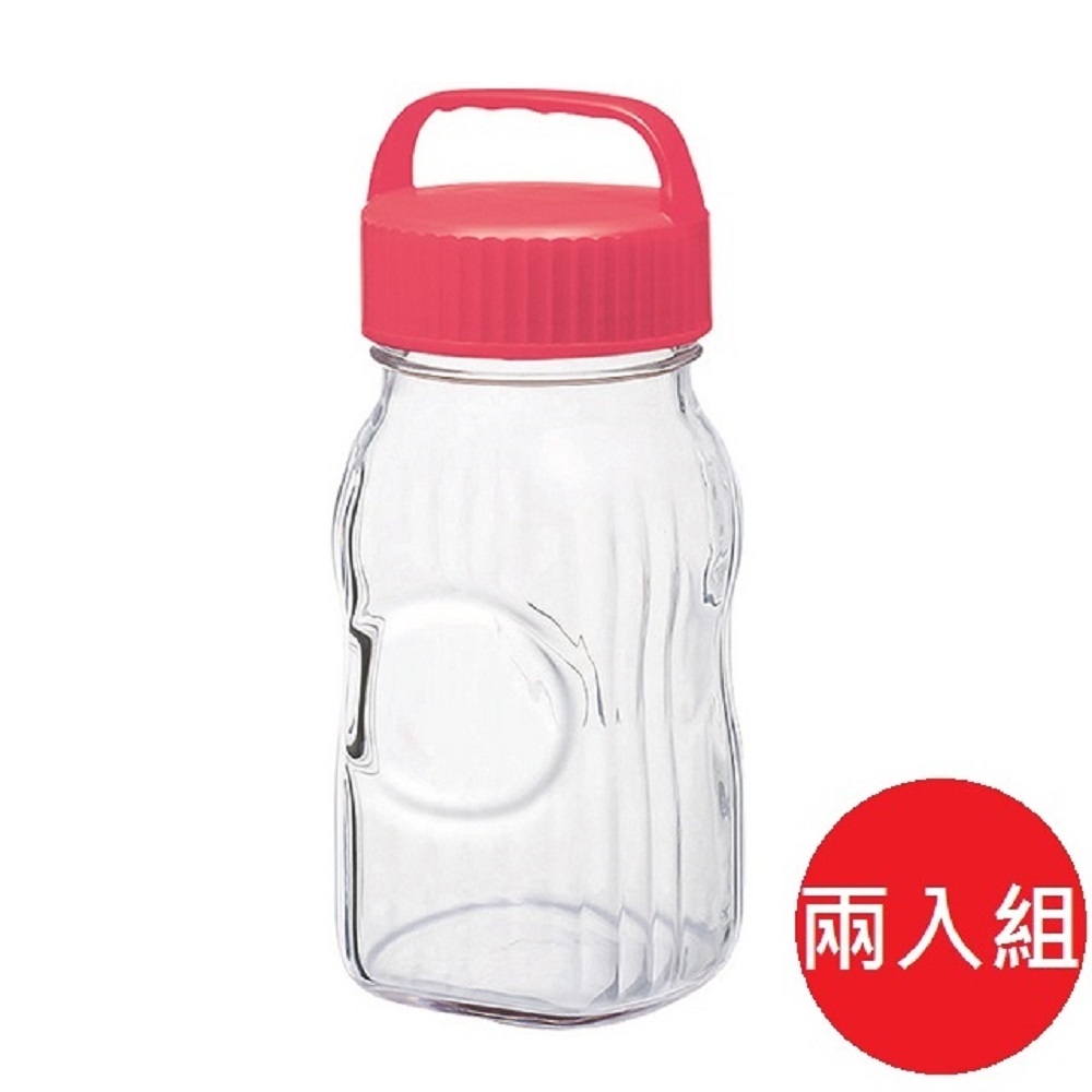 日本【東洋佐佐木】玻璃醃製甁 桃紅色 1500ml 兩入組