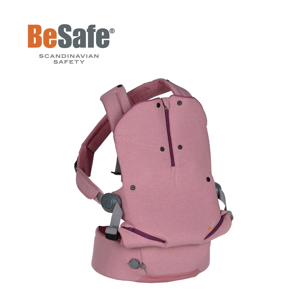 BeSafe Haven輕量秒充氣墊腰凳式嬰幼兒揹帶- Leaf晨曦粉