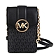 MICHAEL KORS Carmen 金字大圓標Logo防刮滿版MK翻蓋手機斜背包(黑色) product thumbnail 1