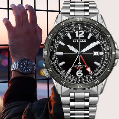 CITIZEN 星辰 PROMASTER 限量飛行錶 GMT 兩地時間抗磁機械錶 送禮推薦 NB6046-59E