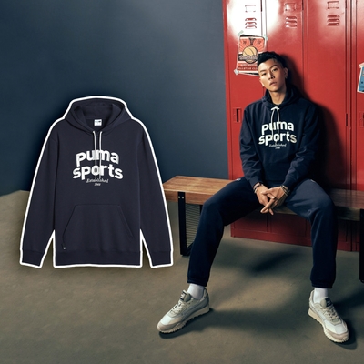 Puma 長袖 P Team Hoodie 男款 藍 白 帽T 內刷毛 E.SO瘦子 著用款 連帽上衣 62520616