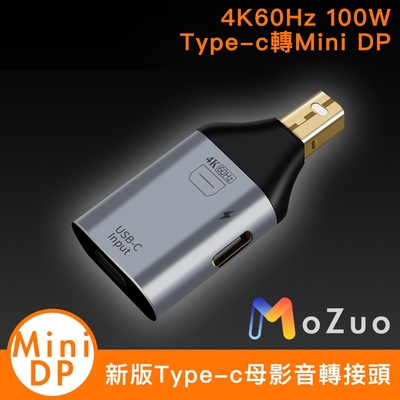 【魔宙】新版Type-c母轉Mini Displayport 4K60Hz 100W影音轉接頭