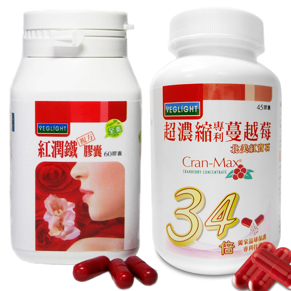 素天堂 紅潤鐵複方2瓶＋超濃縮蔓越莓2瓶