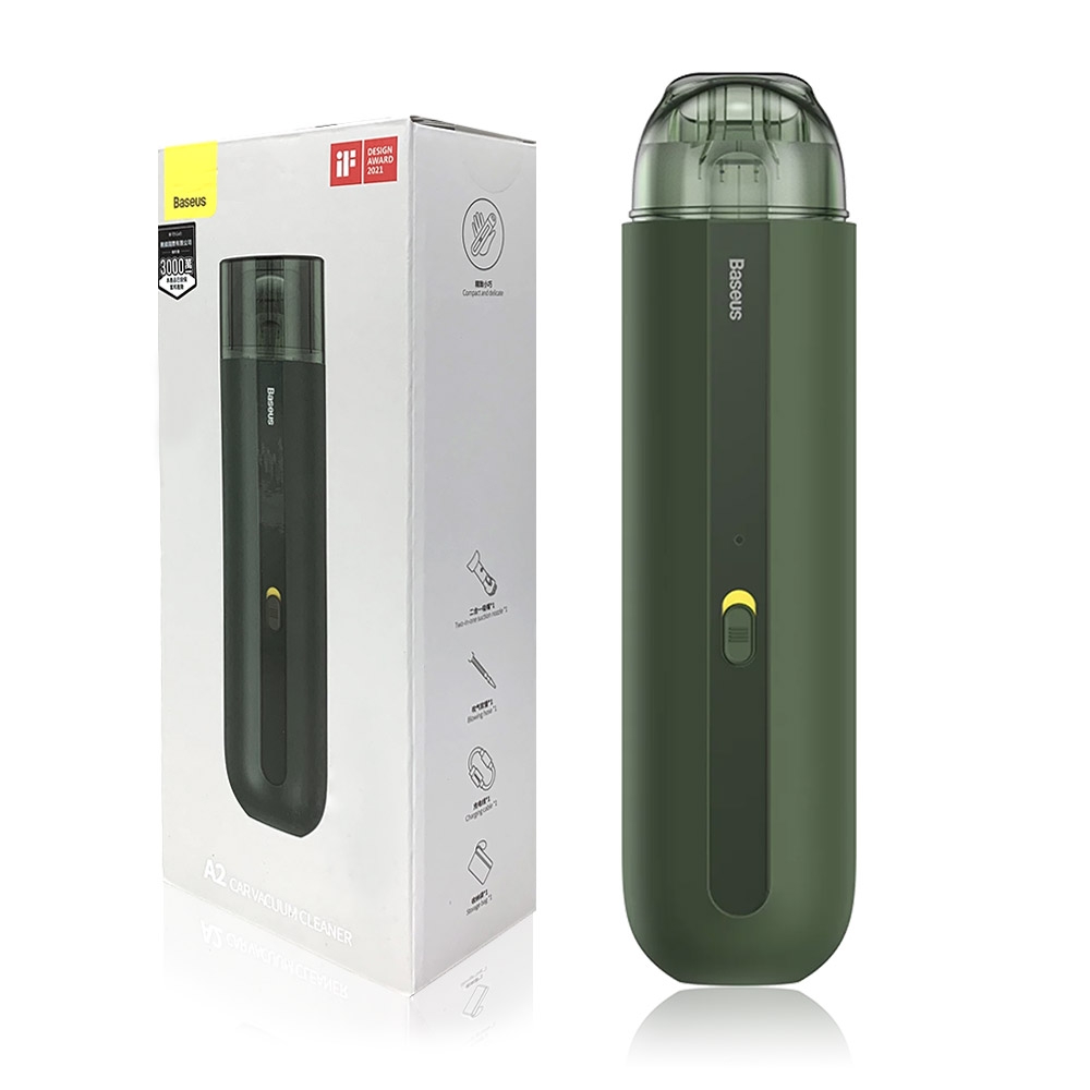 Baseus 無線手持充電吸塵器 吸塵+吹氣兩用刷頭 附收納袋(暗夜綠) 台灣公司貨