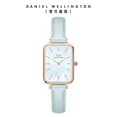 Daniel Wellington DW 手錶 Quadro 20X26 春日花時系列真皮皮革錶-鈴花藍錶盤 DW00100638