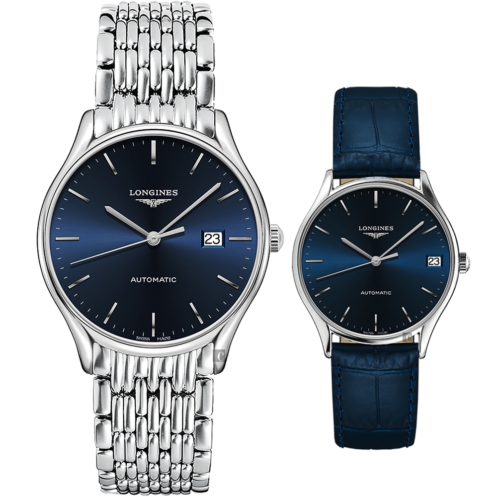 LONGINES 浪琴 官方授權 琴韻系列經典機械情侶手錶 對錶 L4.961.4.92.6+L4.361.4.92.2