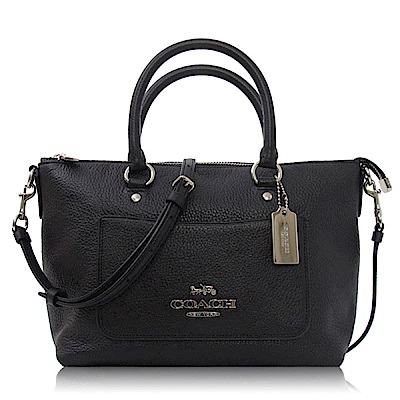 COACH 卵石皮革 / 斜背兩用包(小款/黑色)