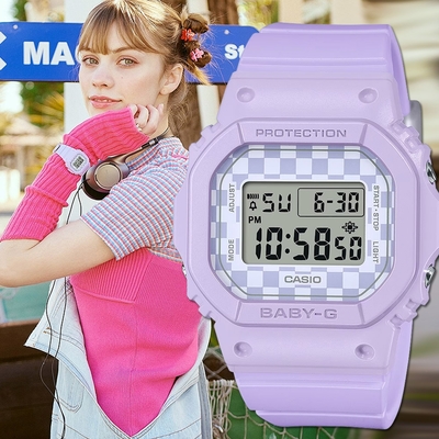 CASIO 卡西歐 BABY-G 格子旗方形女錶 電子錶 送禮推薦 BGD-565GS-6