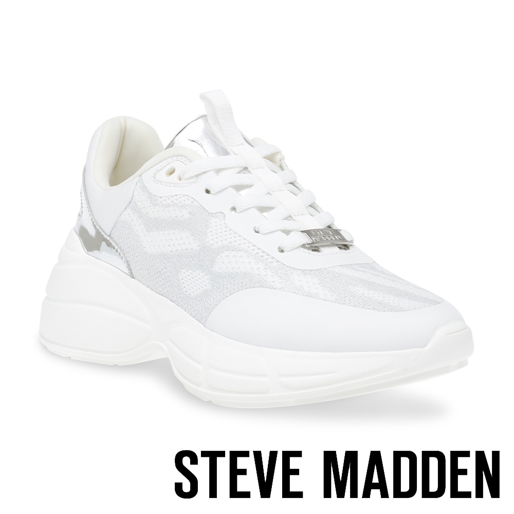 STEVE MADDEN-LOGISTIC 拼接綁帶厚底老爹鞋-白色