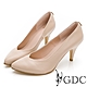 GDC-韓風裸色系氣質甜美真皮高跟尖頭鞋-粉膚色 product thumbnail 1