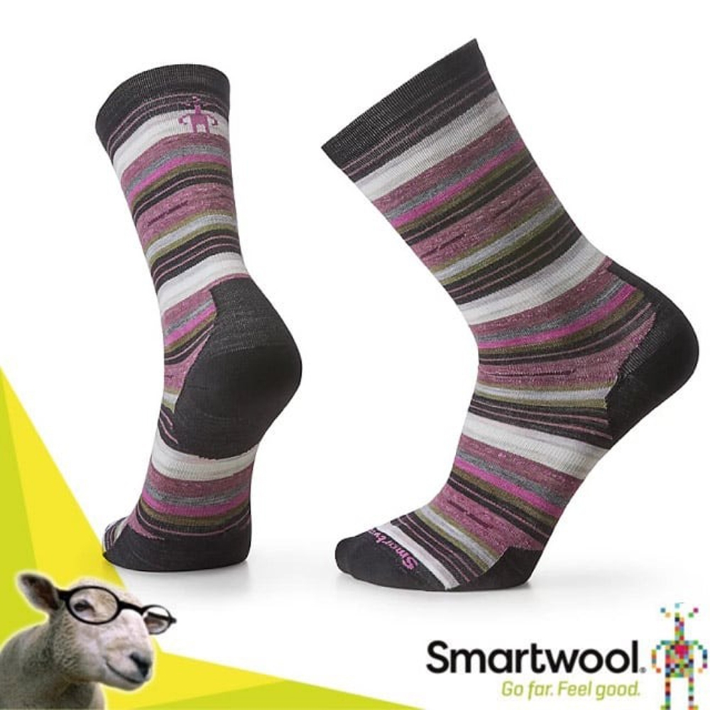 美國SmartWool 美麗諾羊毛 戶外日著瑪格麗特條紋中長襪(2入)_黑色