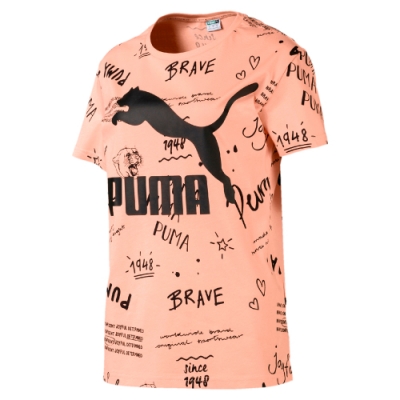 PUMA-女性流行系列Classics手繪風短袖T恤-桃芽粉-歐規