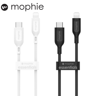 mophie essentials USB-C to Lightning 編織數據線 1m-白色