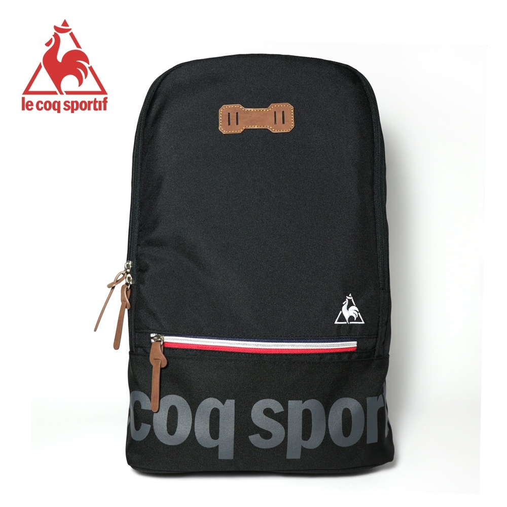 le coq sportif 法國公雞牌文字LOGO運動後背包 黑