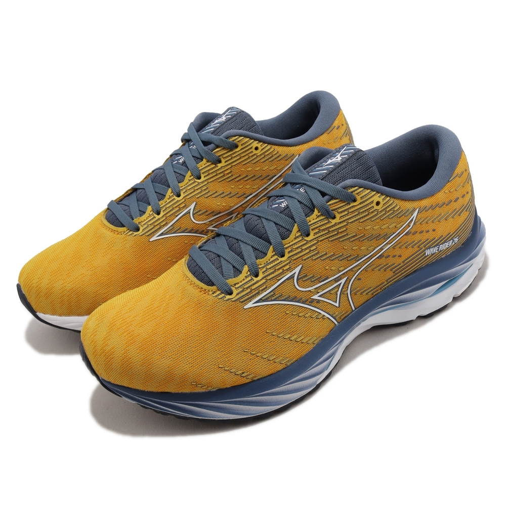 Mizuno 慢跑鞋 Wave Rider 26 Super Wide 男鞋 超寬楦 黃 灰 路跑 運動鞋 美津濃 J1GC2204-07