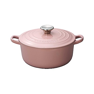 LE CREUSET 琺瑯鑄鐵圓鍋18cm-雪紡粉-鋼頭