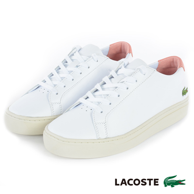 LACOSTE 女用真皮運動休閒鞋-白色