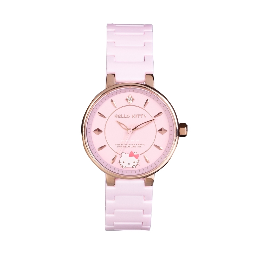 HELLO KITTY 凱蒂貓優雅陶瓷手錶-粉紅/33mm