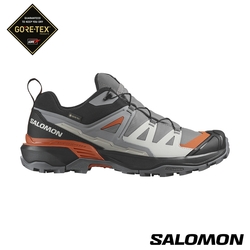 官方直營 Salomon 男 X ULTRA 360 Goretex 低筒登山鞋 靜灰/黑/尋香棕