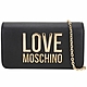 LOVE MOSCHINO 金字母荔紋皮翻蓋式可拆鍊帶斜背/手拿包(黑色) product thumbnail 1