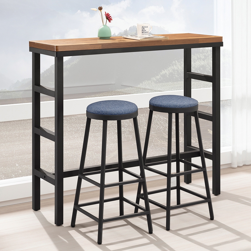 Homelike 德爾4尺吧台桌椅組(含二椅)-120x40x104cm 餐桌 邊桌 高腳桌 高腳椅