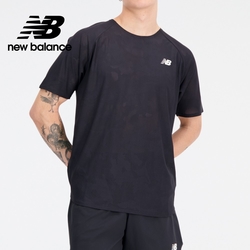 [New Balance]涼感透氣運動短袖上衣_男性_黑色_MT3328