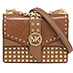 MICHAEL KORS Greenwich 金屬LOGO轉釦鉚釘翻蓋斜背鍊包(咖) product thumbnail 1