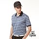 【Lynx Golf】男款歐洲進口絲光緹花面料百搭配色條紋胸袋款短袖POLO衫-藍色 product thumbnail 2
