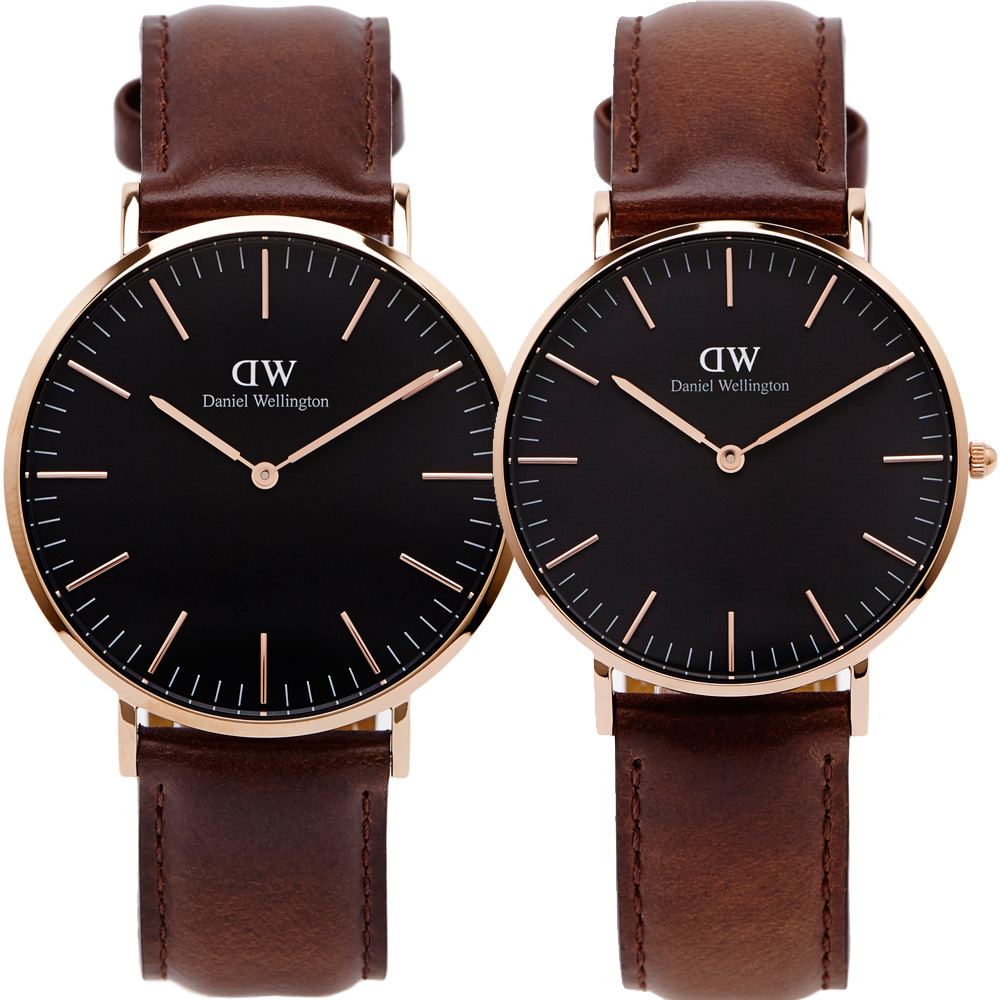 DW Daniel Wellington Bristol對錶-黑面X玫瑰金/40.36mm