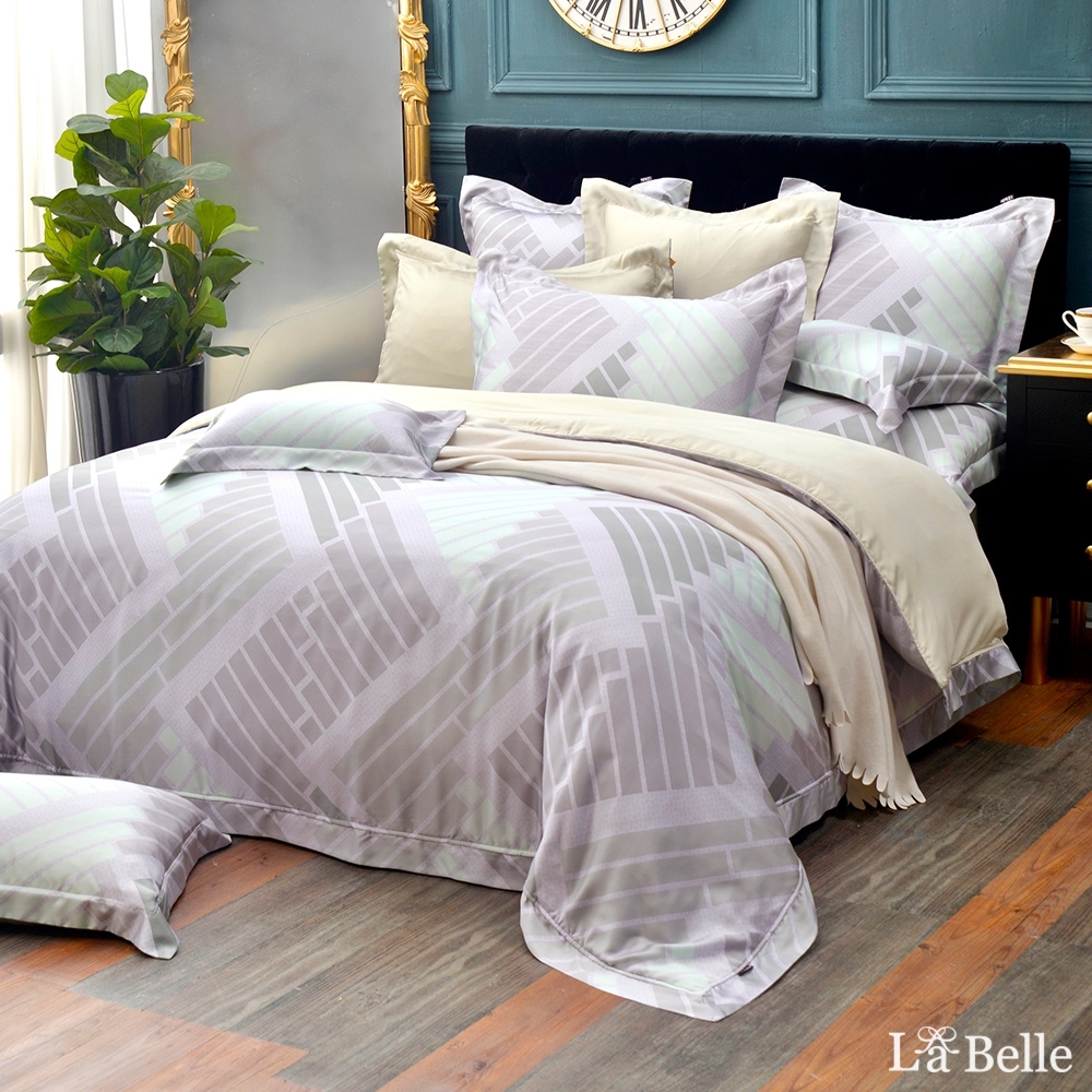 義大利La Belle 絕色光影 特大天絲防蹣抗菌吸濕排汗兩用被床包組