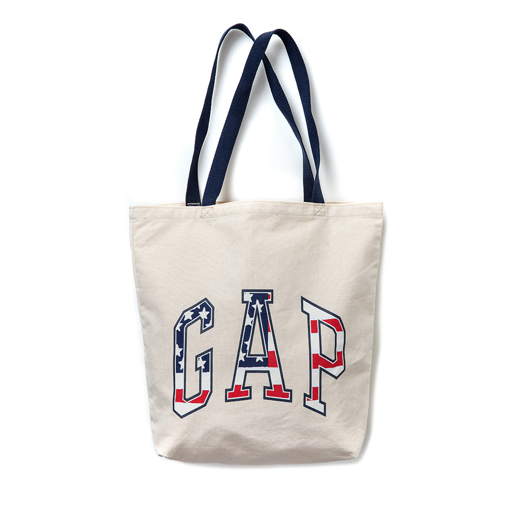 GAP 經典大Logo文字設計帆布環保袋-米色
